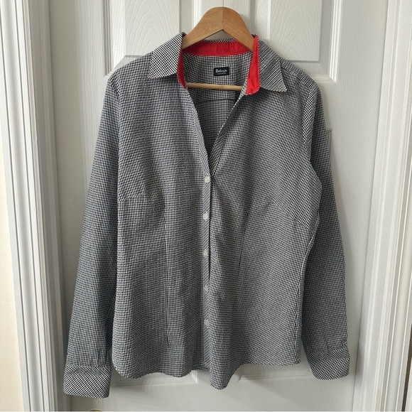 Beluva San Francisco Button Down Shirt Gingham Black Casual Size Extra Large - Picture 3 of 6